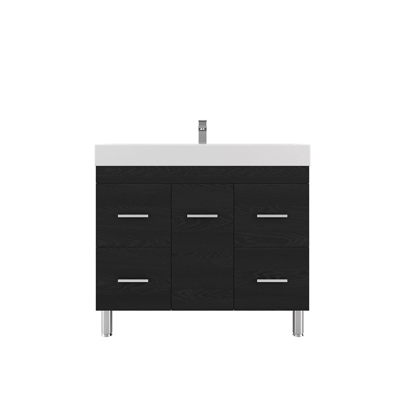 Meuble-lavabo simple 42 po Merlino, Noir