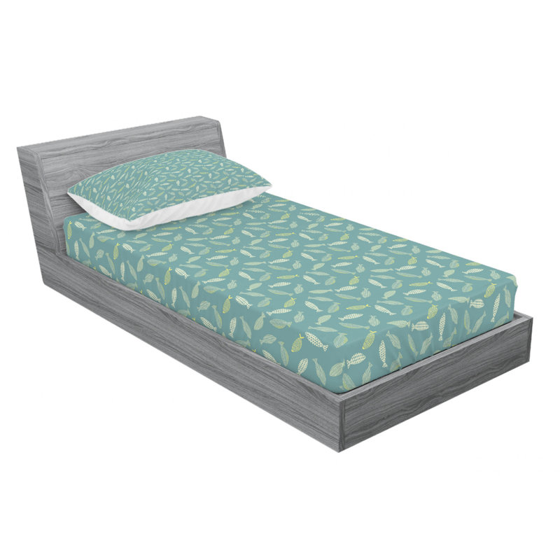 Fish Microfiber Sheet Set, Twin XL Sheet Set with Fitted Sheet
