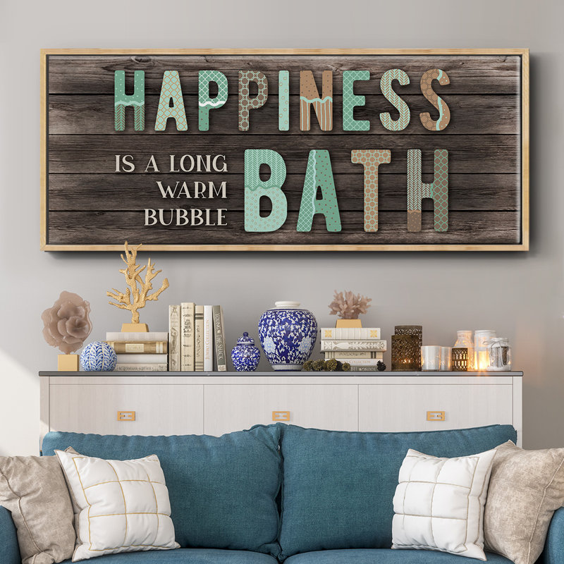 Happiness Bath- Framed Canvas, 24" H x 60" W