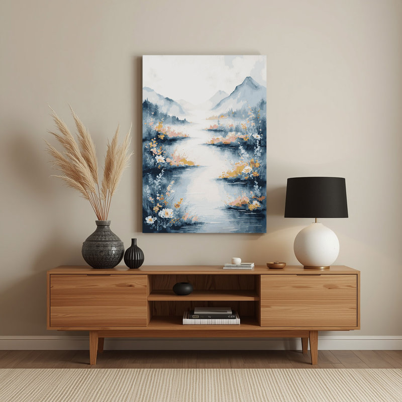 Aquarelle paysage 17 art mural en métal beige, H 14 po x l 11 po