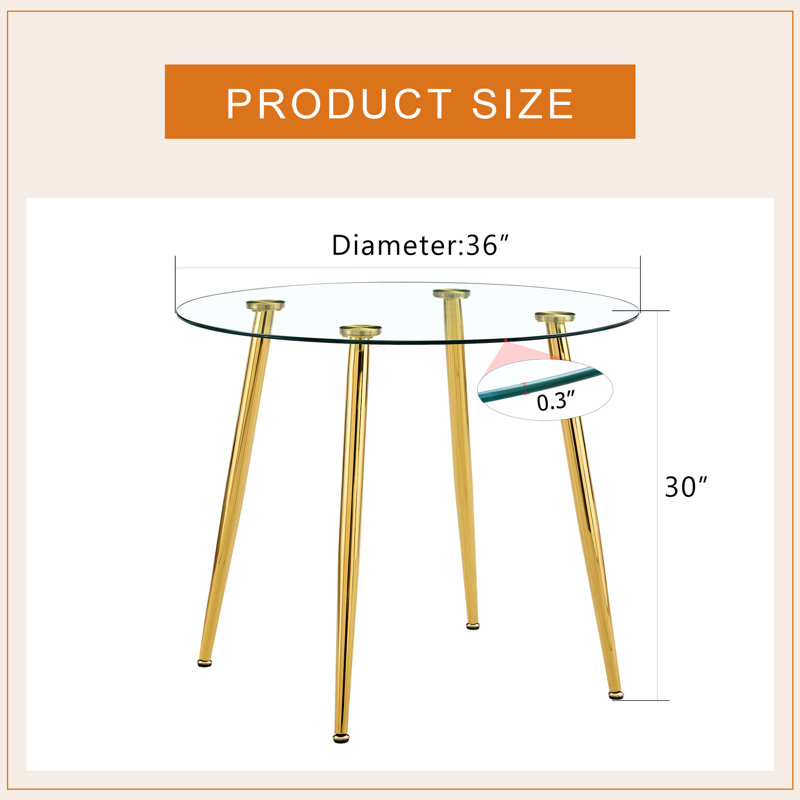 Table de salle à manger Bunderberg, H 29,53 po x L 35,64 po x l 35,51 po