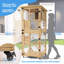 Enclos pour chat Hallvard avec griffoir d'extérieur - Grande maisonnette intérieure en bois pour chat à 4 niveaux avec toit imperméable-1579079848