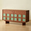 Commode à six tiroirs dorée de couleur rétro