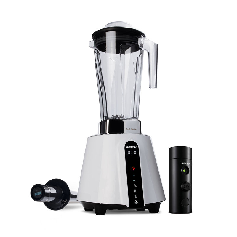 BioChef Living Food Vacuum Blender - 1680 Watt Motor, 2L Jug - High Speed Blender with Temperature Tamper + Vacuum Blending Accessory with Vacuum Seal Bags (White)