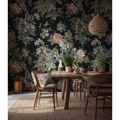 Papier peint floral rétro Moody
