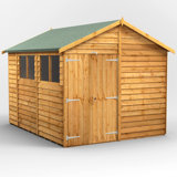 Powersheds 10 x 8ft Timber Overlap Garden Shed, Double Doors