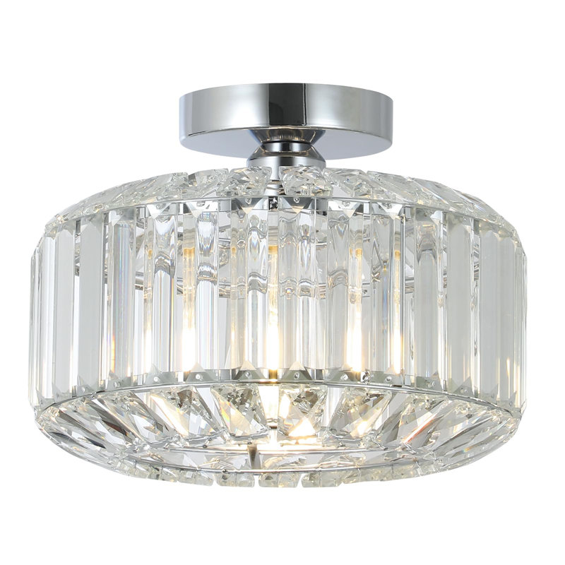 Crystal Semi Flush Mount, Silver