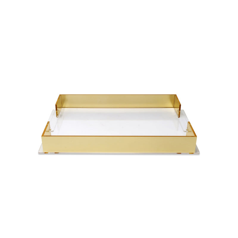 Acrylic Rect. Tray with Sides, 17.75"L x 11.75"W, Gold