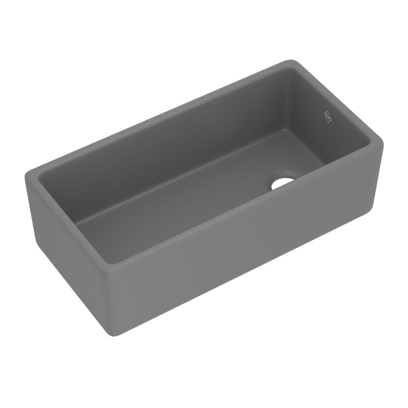 Shaker­­ 36" Single Bowl Farmhouse Apron Front Fireclay Kitchen Sink, Matte Gray