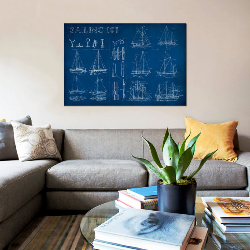 «Sailing Infograph» par Ethan Harper - impression sur toile tendue, H 18 po x l 26 po x P 1,5 po, Pas de tapis, Toile tendue