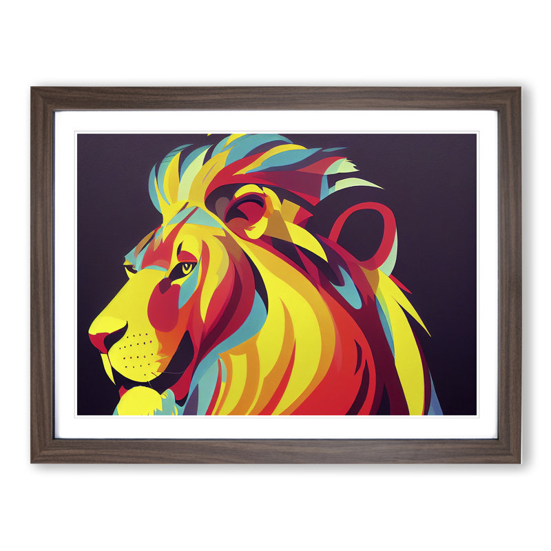 Lion Pop 1 Piece Single Picture Frame Wall Art, 25cm H x 34cm W x 2cm D, Walnut