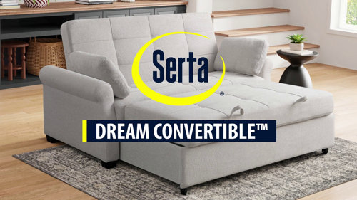 Serta Sabrina 72.6'' Queen Rolled Arm Tufted Back Convertible