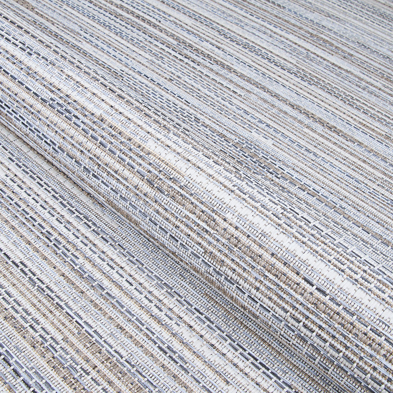 Radley Stripe Taupe Champagne Indoor Outdoor Area Rug, Rectangle 8'6" x 13'