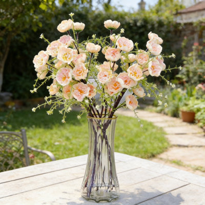 Set Of 10 Simulation Azalea Wedding Set Photography Home Decoration 21.6" Long Steam DIY Bouquet Artificial Silk Butterfly Flowers, A1