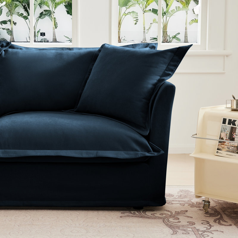 Comfortable Deep Seat Armchair Set With Ottoman For Living Room Relaxation, Blue