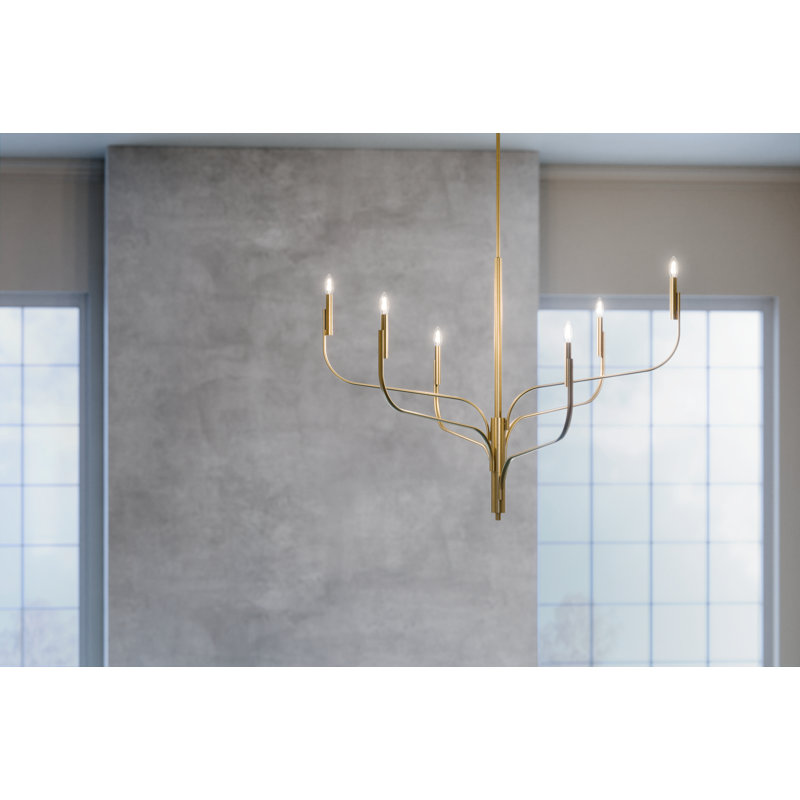 Steel Dimmable Classic / Traditional Chandelier, 6, Bronze, 35.25" H x 47.25" W x 47.25" D