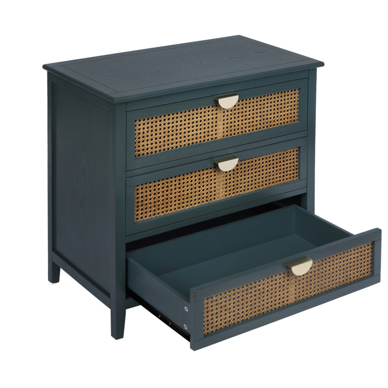Commode 3 tiroirs, Bleu/brun
