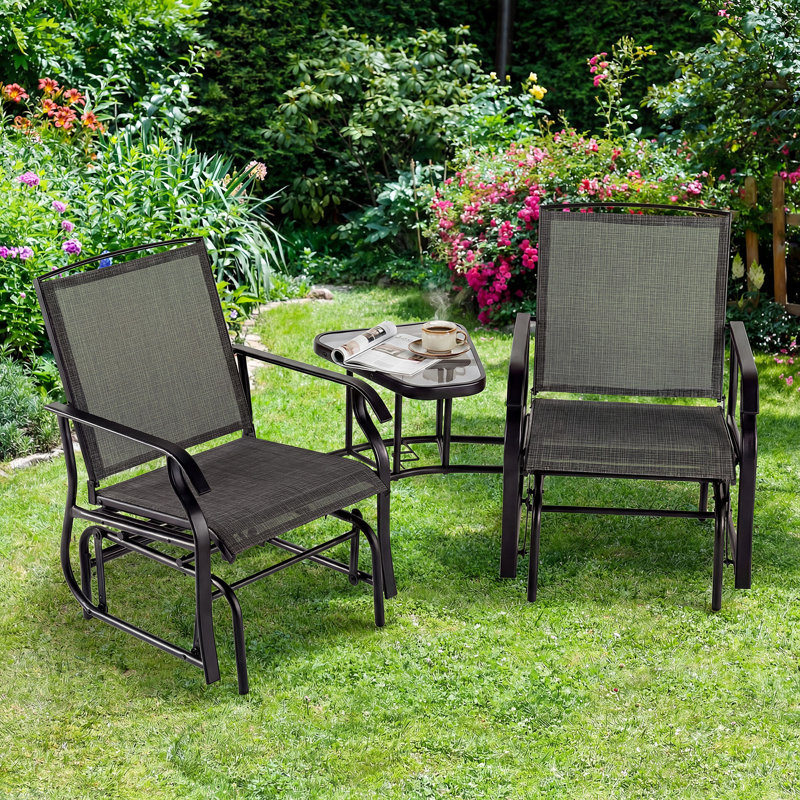Ensemble de chaises et de table coulissantes d'extérieur, causeuse à 2 places avec table basse, Gris
