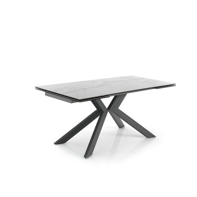 Amair Extendable Glass Top Metal Base Dining Table