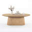 Table basse moderne de style champêtre en bois de 120 cm (47,2 po) avec un plateau ovale spacieux et un assemblage facile, idéale pour le salon et le bureau.-375464787