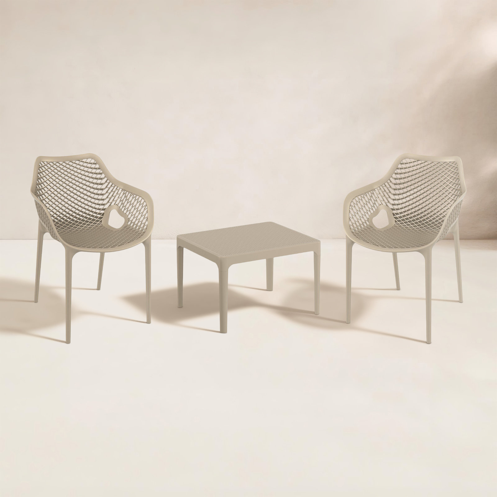 Farrah 2 Person Armchair Seating Set, Taupe