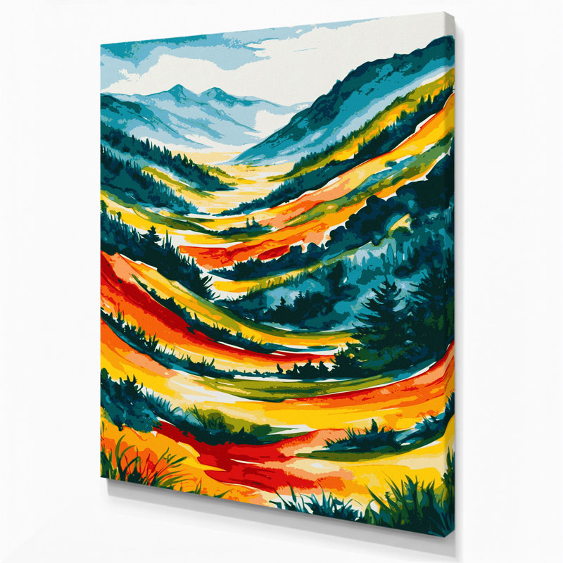 Aquarelle, paysage, 25, art mural sur toile verte, H 14 po x l 11 po