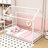 Montessori-Inspired House-Shaped Metal Floor Bed With Roof-228661973-228661970