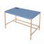 Bureau d'écriture rectangulaire bleu marine et or avec port USB-2053300324