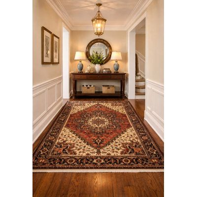 Tapis oriental Indo-Heriz en laine Farmhouse Decor
