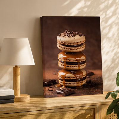 Toile, arrangement visuellement saisissant de trois couches de macarons avec art mural
