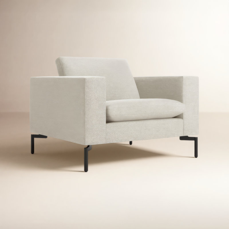 New Standard Upholstered Armchair, Black, Maharam Mode in Clavicle Polyester Blend