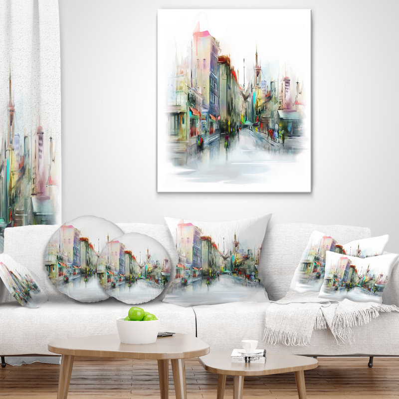 Coussin lombaire "cityscape illustration of city street"