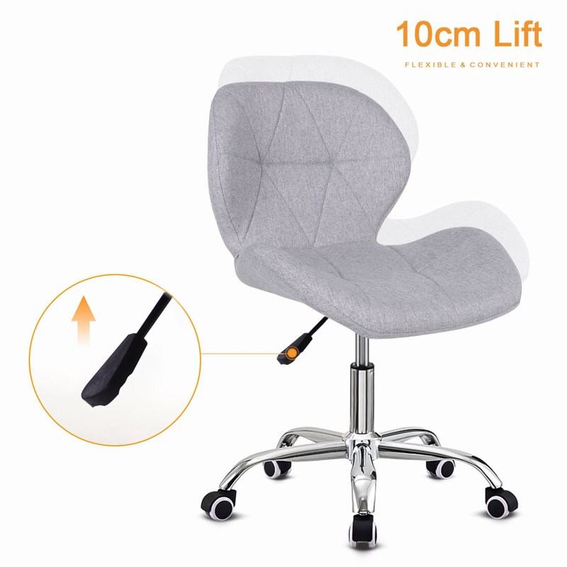Erltrud Office Chair, Light Grey, Fabric