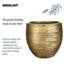 Gold Ribbed Stone Indoor Plant Pot Handmade Pot Planter-120084532