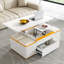 Table basse relevable avec 4 tabourets de rangement Table basse moderne avec plateau pliable et réglable-1346625141