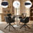 Haddix 35" Round Dining Table with MDF Top and White Steel Pedestal Base - Seats 6-7 Person for Kitchen and Dining Room-1674378387