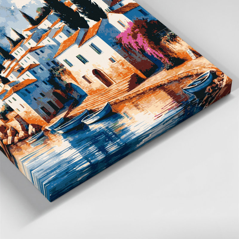«Coastal Coastal Town», art mural sur toile beige, H 8 po x l 10 po