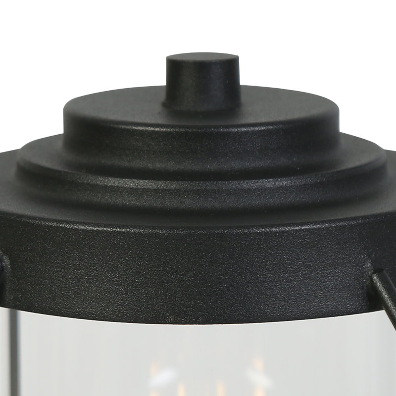Tête de lanterne d'extérieur moderne noir avec verre transparent