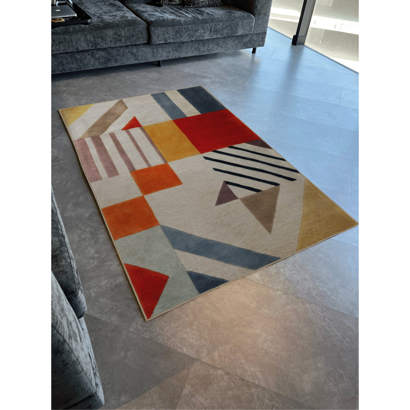 Multi-Colored Mixed Geometric Patterned Creative Modern Decorative Rug, Runner 3'3.37" x 9'10.11"