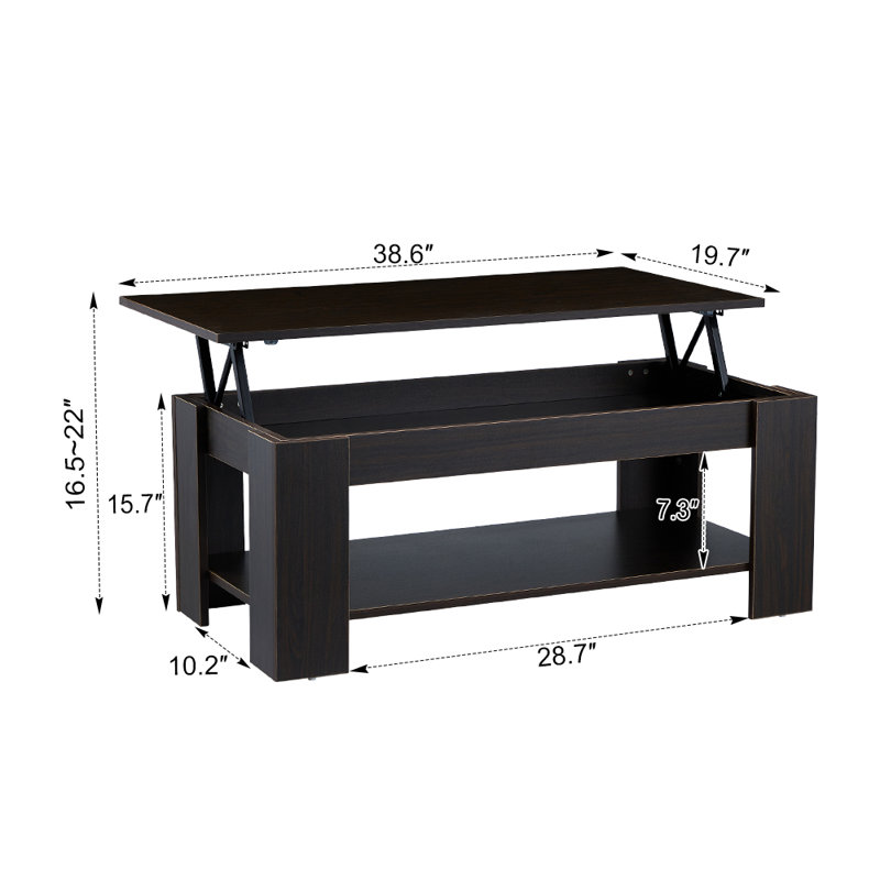 Chonie Coffee Table, Wood, Dark Brown, 15.7" H x 43.94" L x 23.5" W
