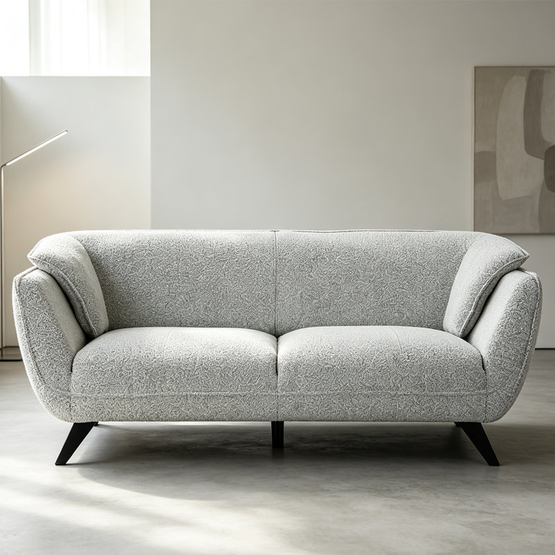 Canapé moderne minimaliste gris clair en bouclette