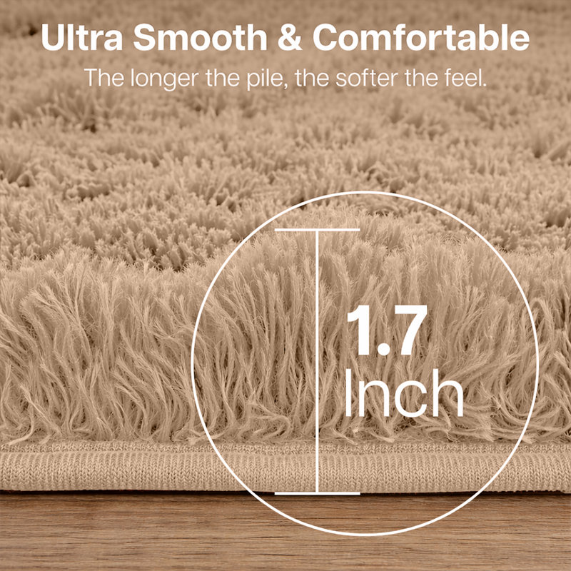 Aspire Homeware Beige Shaggy Area Rug Soft Plush Indoor Carpet, Rectangle 160cm Width X 230cm Length