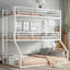 Structure de lit superposé compact blanc épuré, lit robuste en métal à trois places pour les chambres partagées et les espaces invités