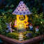 Figurine d'extérieur lumineuse maison de jardin féerique - statue de jardin champignon pour patio, cour et balcon, cadeau de jardin extérieur pour maman et femme