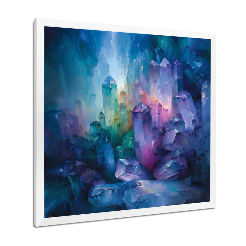 «Mauve bleu cristal grottes Explosion I», impression d'art sur pierre spirituelle, Toile tendue, H 36 po x l 36 po