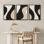 "Modern Abstract Curves", ensemble de 3 reproductions d'art mural encadrées - motif géométrique minimaliste noir, beige et blanc, œuvre d'art contemporaine pour le salon ou le bureau-118383553-118383556