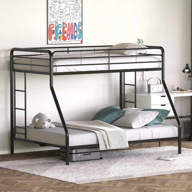 Bunk Bed with Built-in Ladder Included, Black