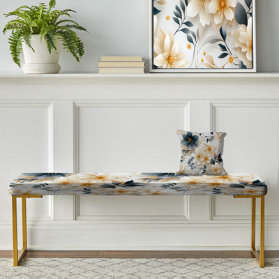 Motif bohème bleu et blanc avec motif floral de fleurs de chrysanthème