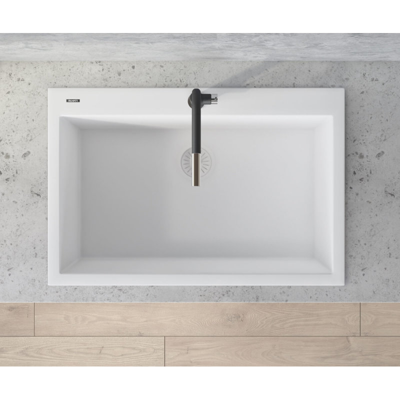 Évier de cuisine encastré à simple cuve en composite de granite 27 x 20 po Ruvati - blanc arctique mat -, Blanc arctique
