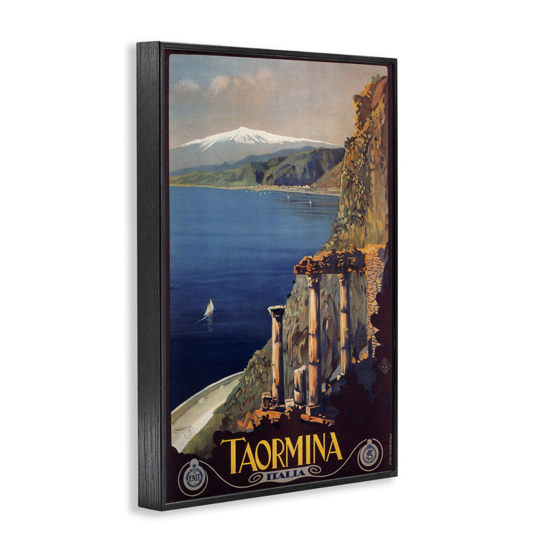 Affiche de voyage Tormina, Italie, giclée par Marcus Jules, H 18 po x l 12 po, Giclée encadrée noir minuit